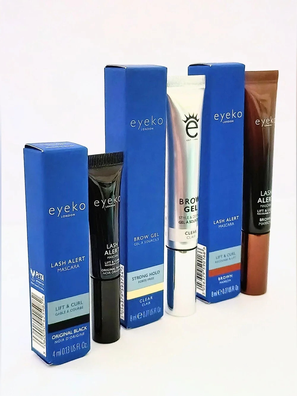NEW Eyeko London Lash Alert Mascara Bundle Black Brown & Clear Brow Gel 3 Pc